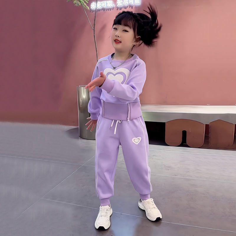 Girls' Spring & Autumn Sports Tracksuit, Western Style Fashion