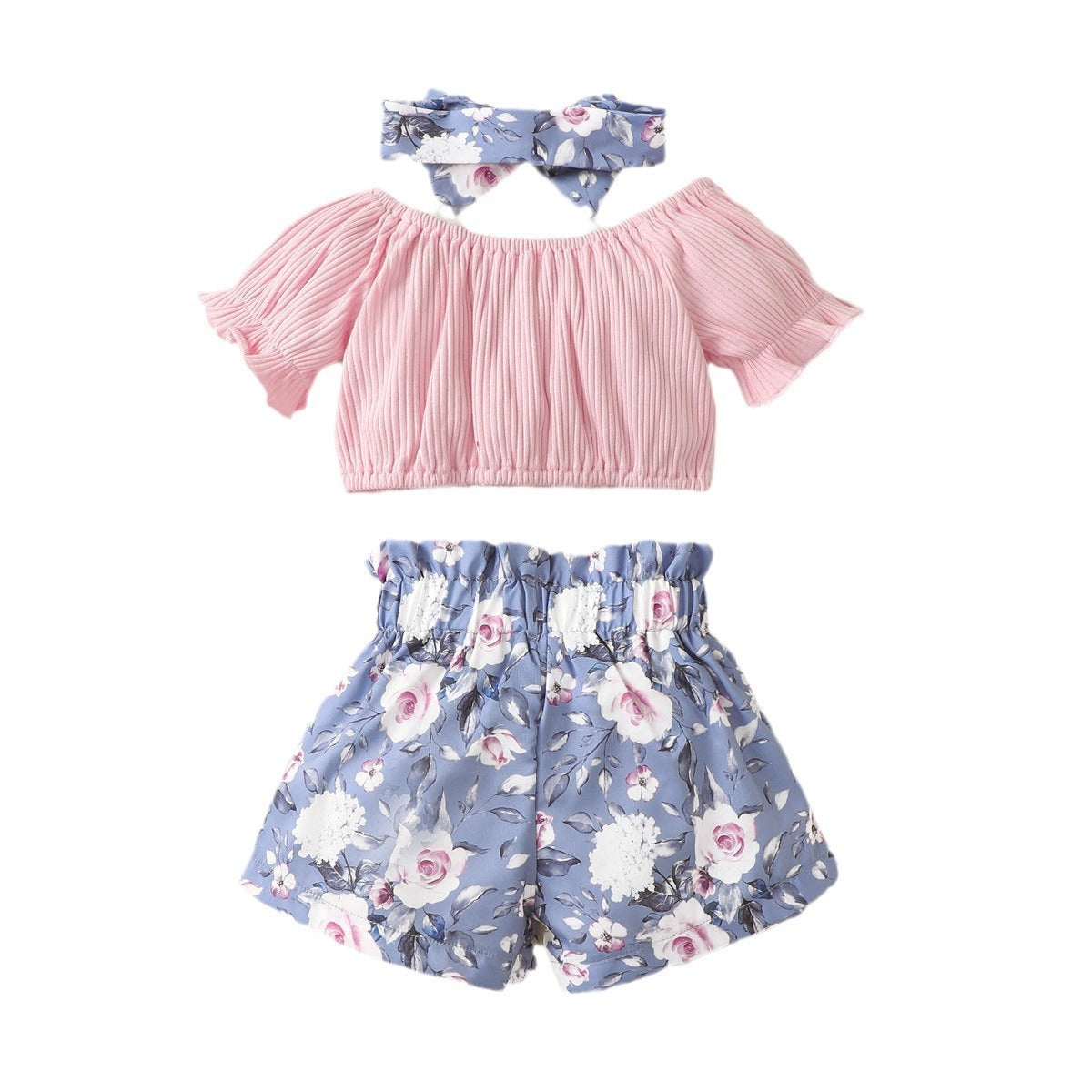 Baby Printed Shorts Suit, Short Sleeve T-shirt 3pc Set