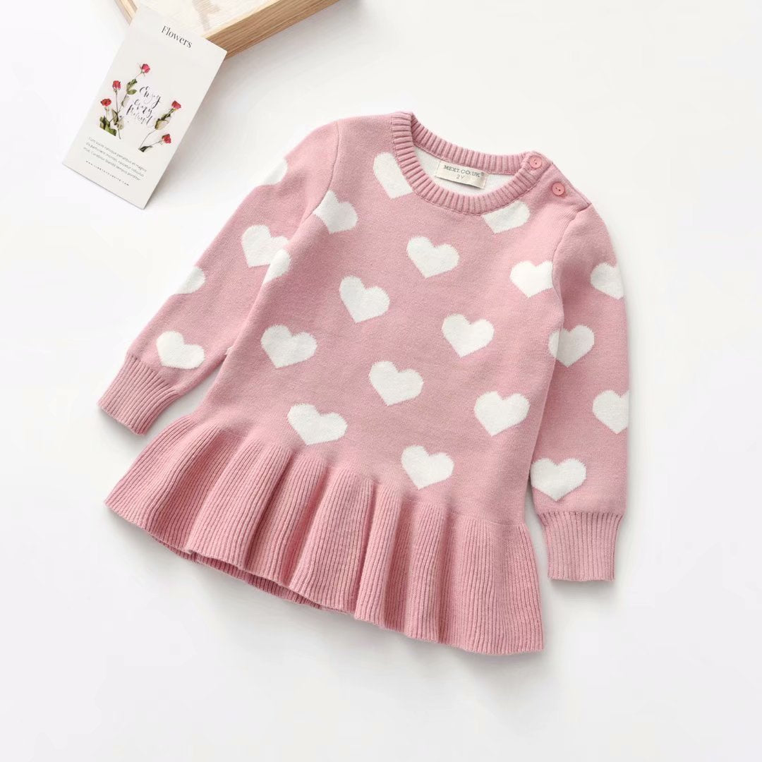 Girls' Winter Heart Sweater, Valentine's Top