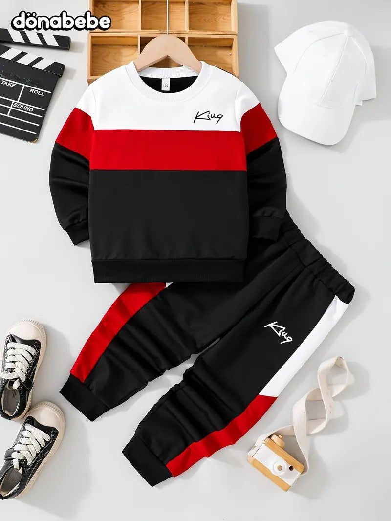 Design Multicolor Hoodie Pants Two-piece Set