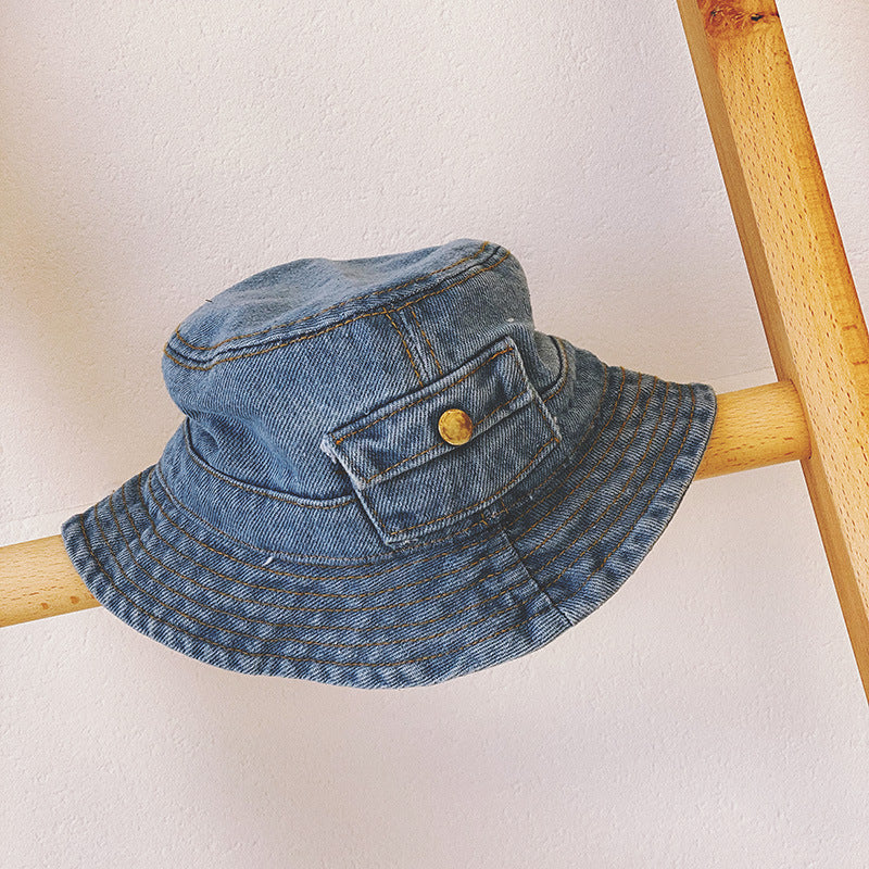 Spring & Autumn Pocket Design Denim Pot Hat