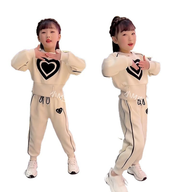 Girls' Spring & Autumn Sports Tracksuit, Western Style Fashion