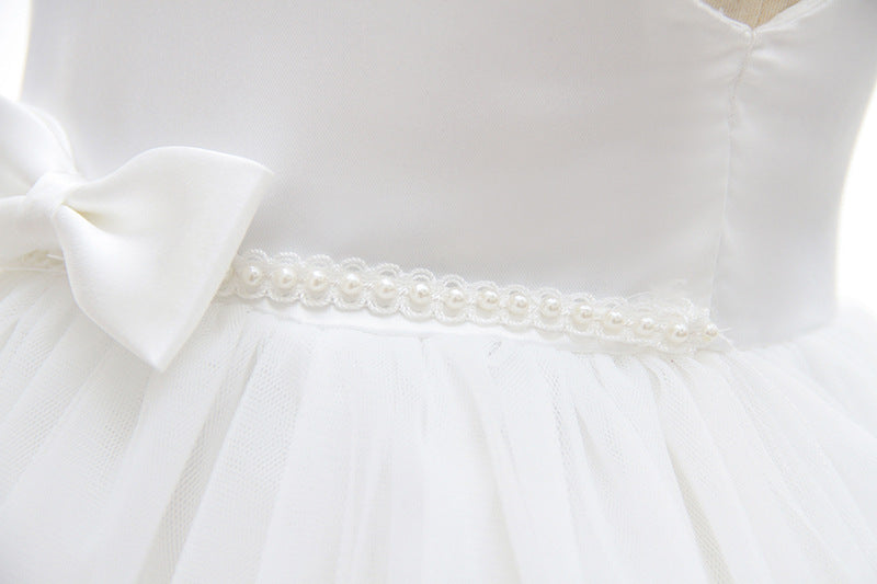 Simple & Cute Baby Girls' White Dress, Elegant Formal Princess Dress