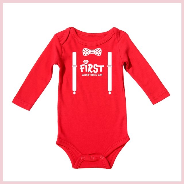 Baby Valentine' s Day Red Cotton Romper