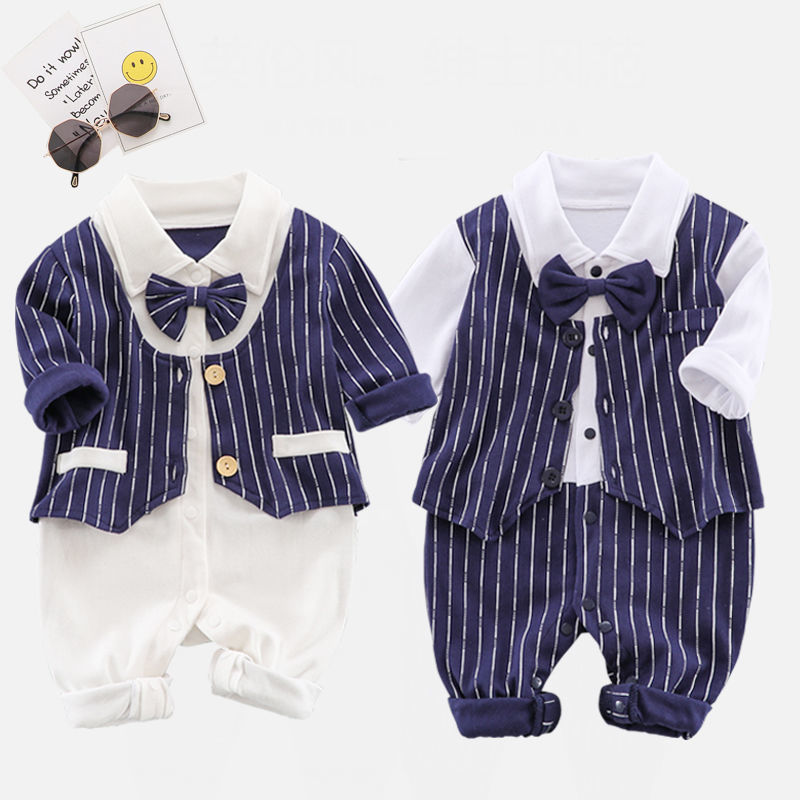 Spring & Autumn Infant One-Piece Romper Long Sleeve Baby Boy Gentleman's Outfit