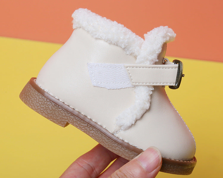 Baby Girl Autumn And Winter Plus Velvet Cotton Shoes