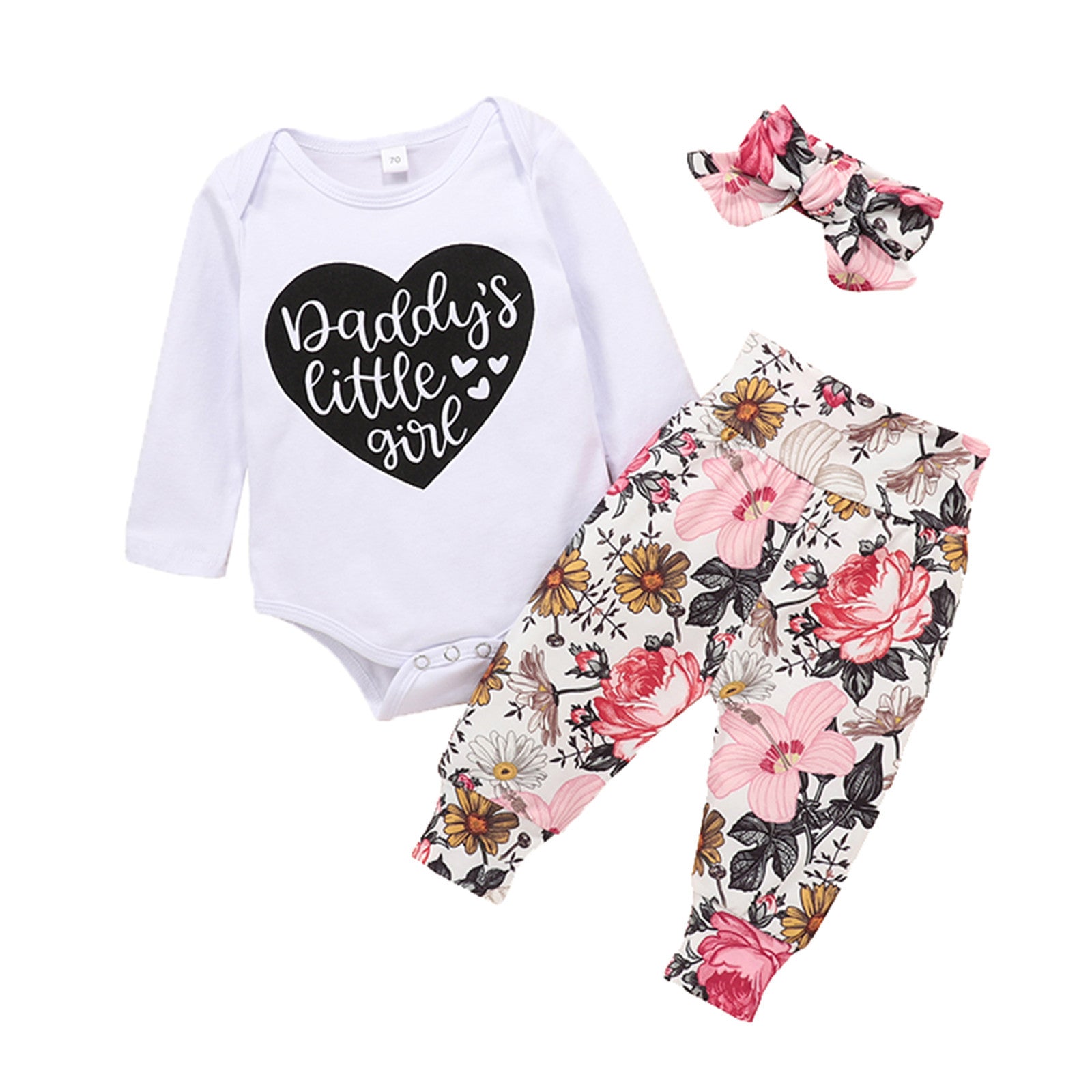 Baby Valentine's Day Long Sleeve Jumpsuit Pants 3pc Set
