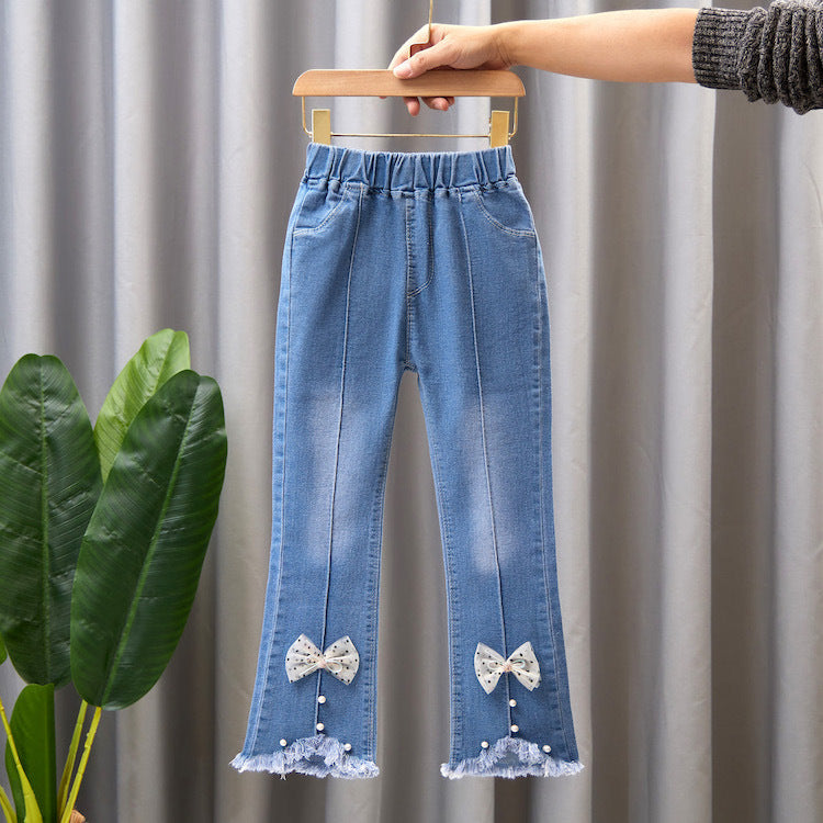 Girls' Casual Denim Wide Leg Pants