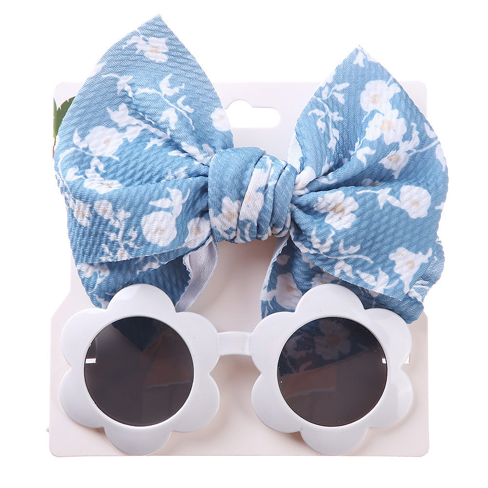 Kids Sunglasses Hair Band Set, Fashion Girls' Cute UV Protection Eyewear, Toy Sunglasses