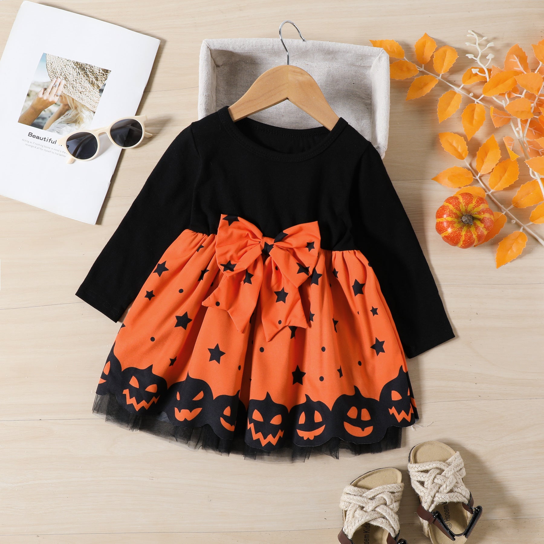 Halloween Girls' Long Sleeve Mesh Dress
