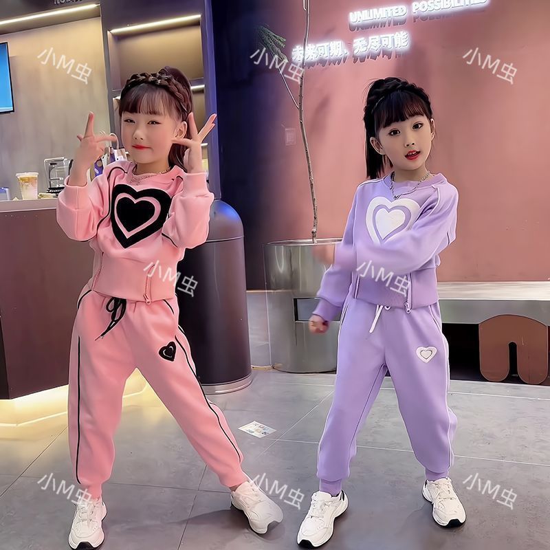 Girls' Spring & Autumn Sports Tracksuit, Western Style Fashion