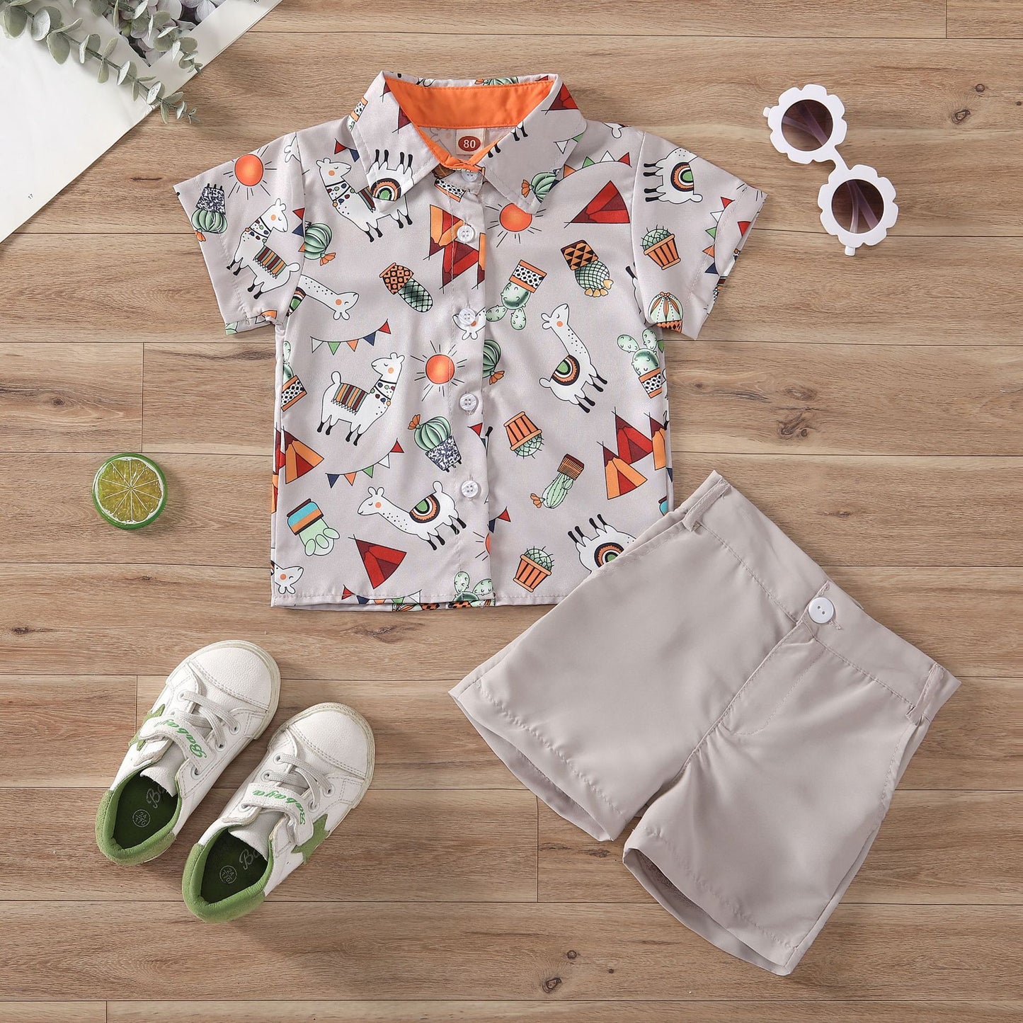 Boys Fashion Dinosaur Shirt Suit