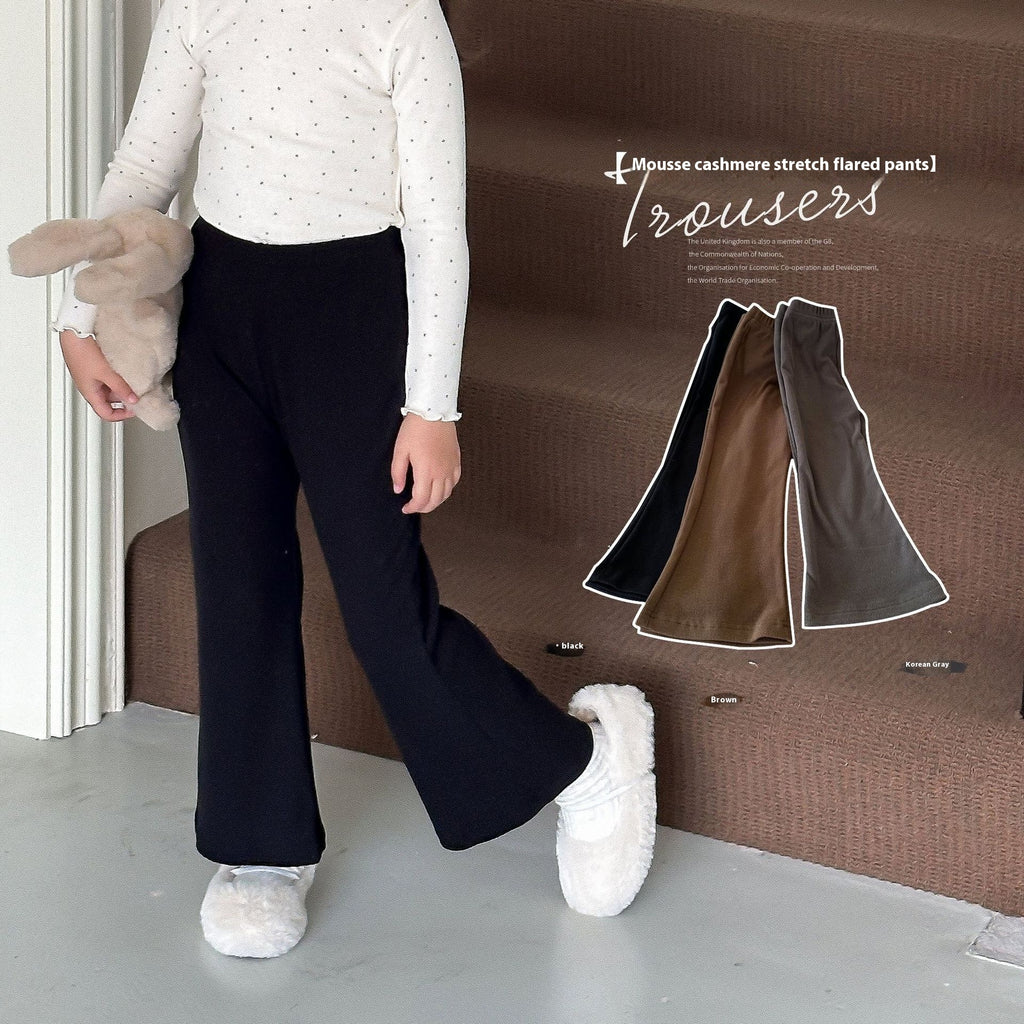 Girls' High Elastic Bell-bottom Pants