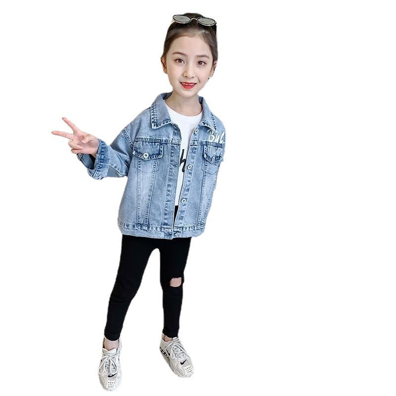 Girls' Cartoon Denim Jacket