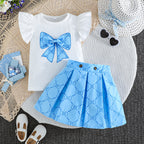 Girls Butterfly-Print Pleated Skirt Set