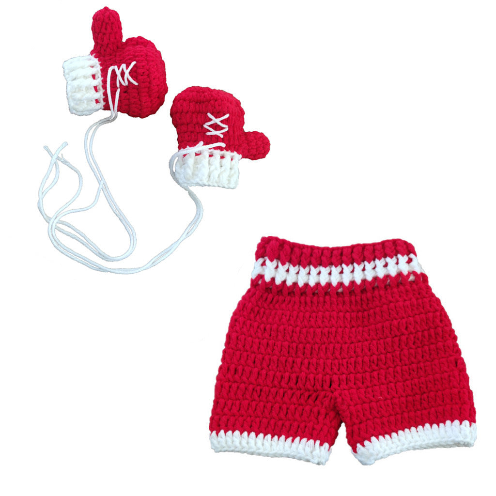 Newborn Hand-woven Photography Props Boxing Outfit, Boy & Girl Colors