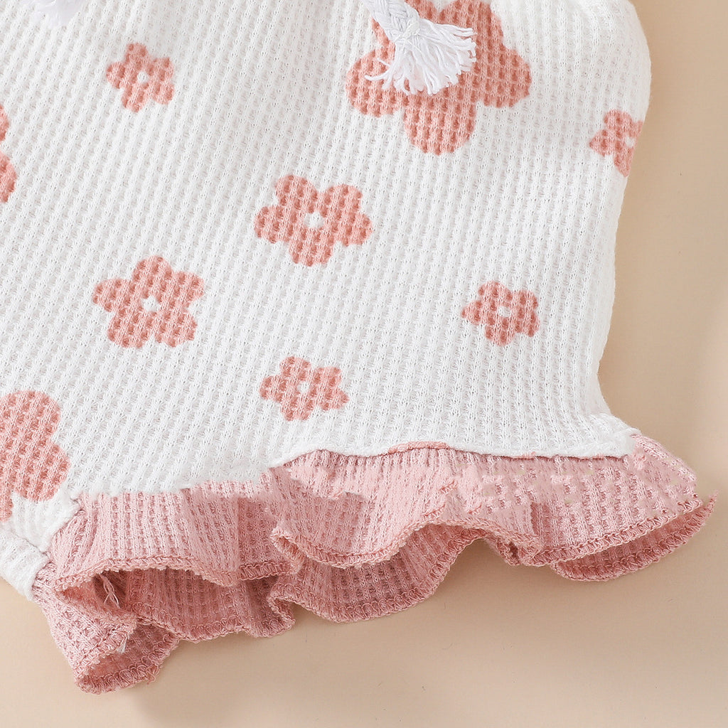 Baby Girl Waffle Print Onsie  3pc Set
