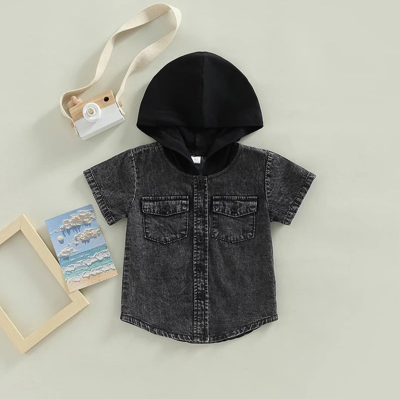 Boy Hooded Denim Shirt