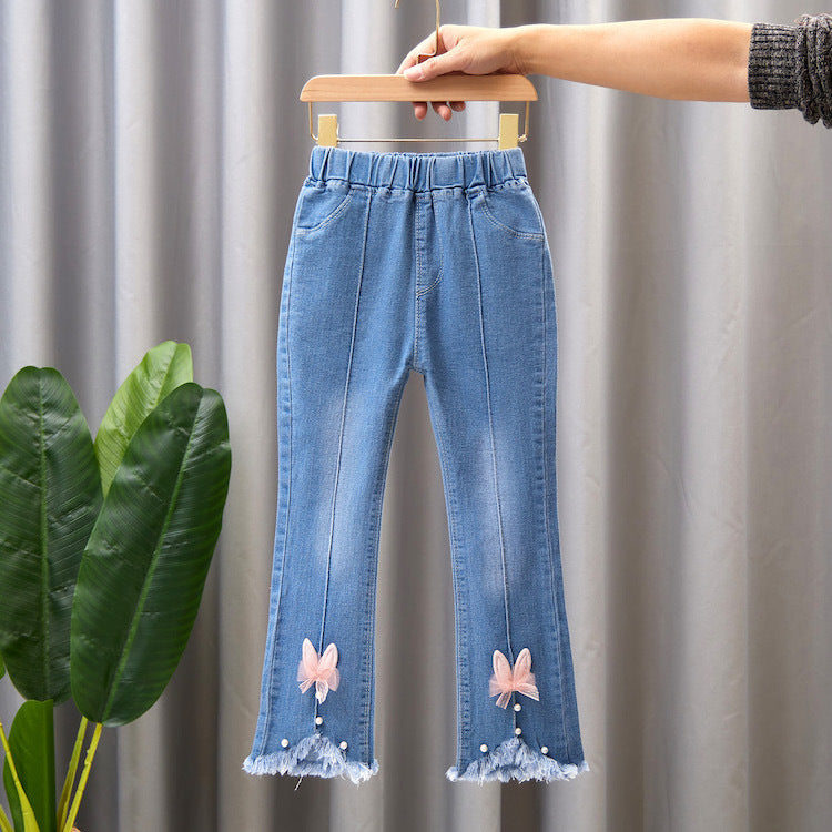 Girls' Casual Denim Wide Leg Pants