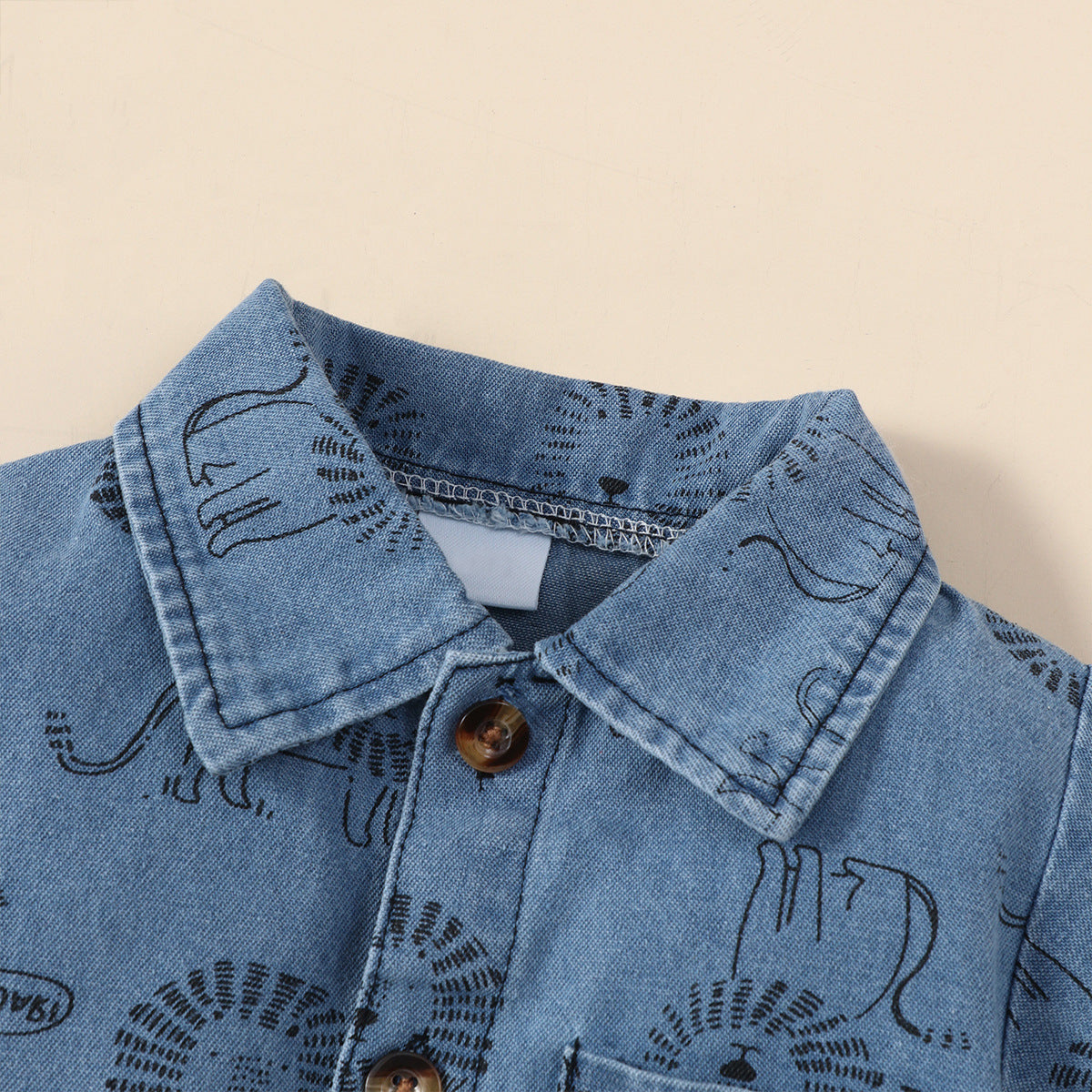 Baby Boy Lion Printing Denim Romper