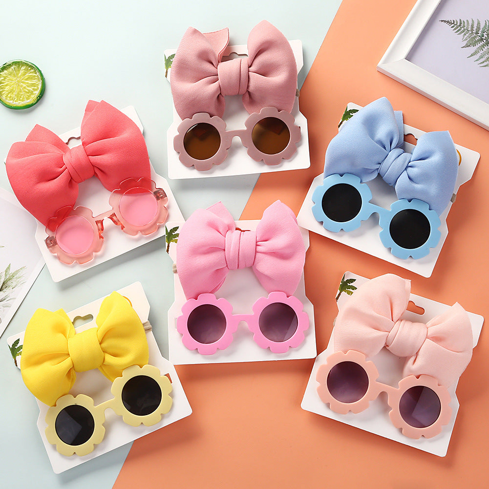 Children's Sunshade Sunglasses Bow Hair Band Two-piece Set