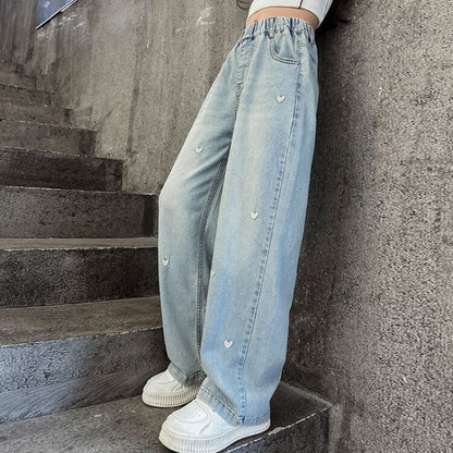 Wide-Leg Lyocell Denim Pants for Girls