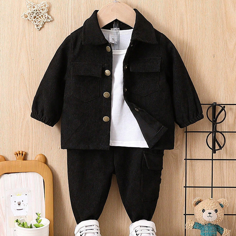 Long Sleeve Solid Color Coat Trousers Suit