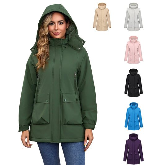 Parka Fleece Padded Coat, Waterproof Women's Fall Winter Coat