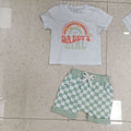 Girls' Checkered Short-sleeved Shirt & Shorts Set