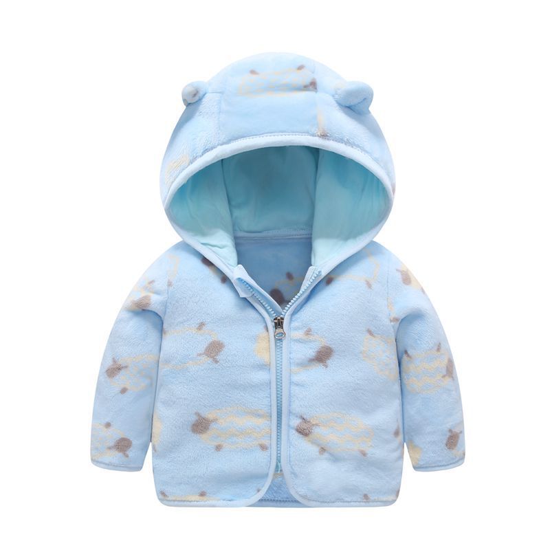 Children's Coral Fleece Jacket Padded Warm Hooded Top