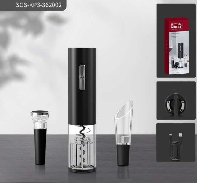 Five-in-one Red Wine Set, Base Electric Bottle Opener, Gift For Dad