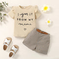 Girls' New Letter Sunken Stripe Two-piece Set