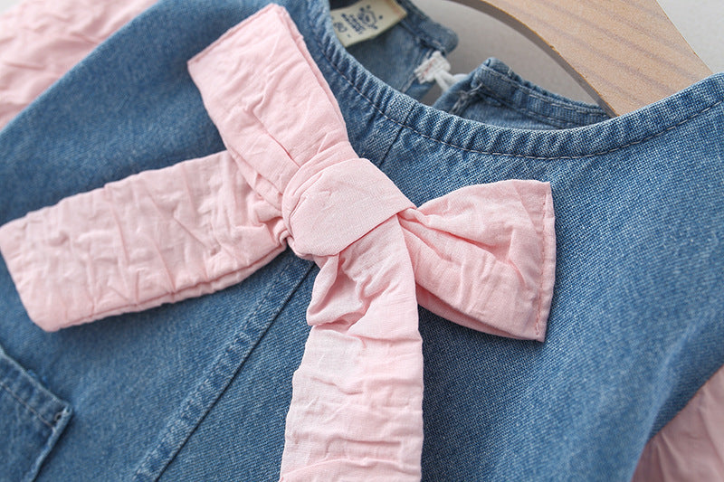 Baby Girl Dress Solid Color Denim Princess Skirt