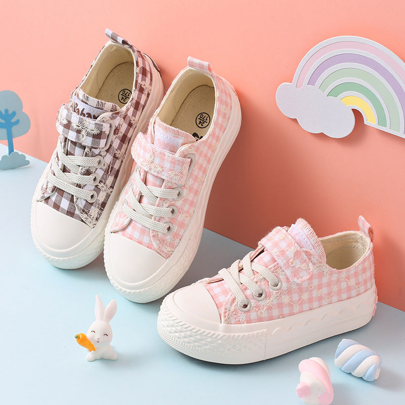 Autumn New Children Girls Lattice Breathable Casual Shoes