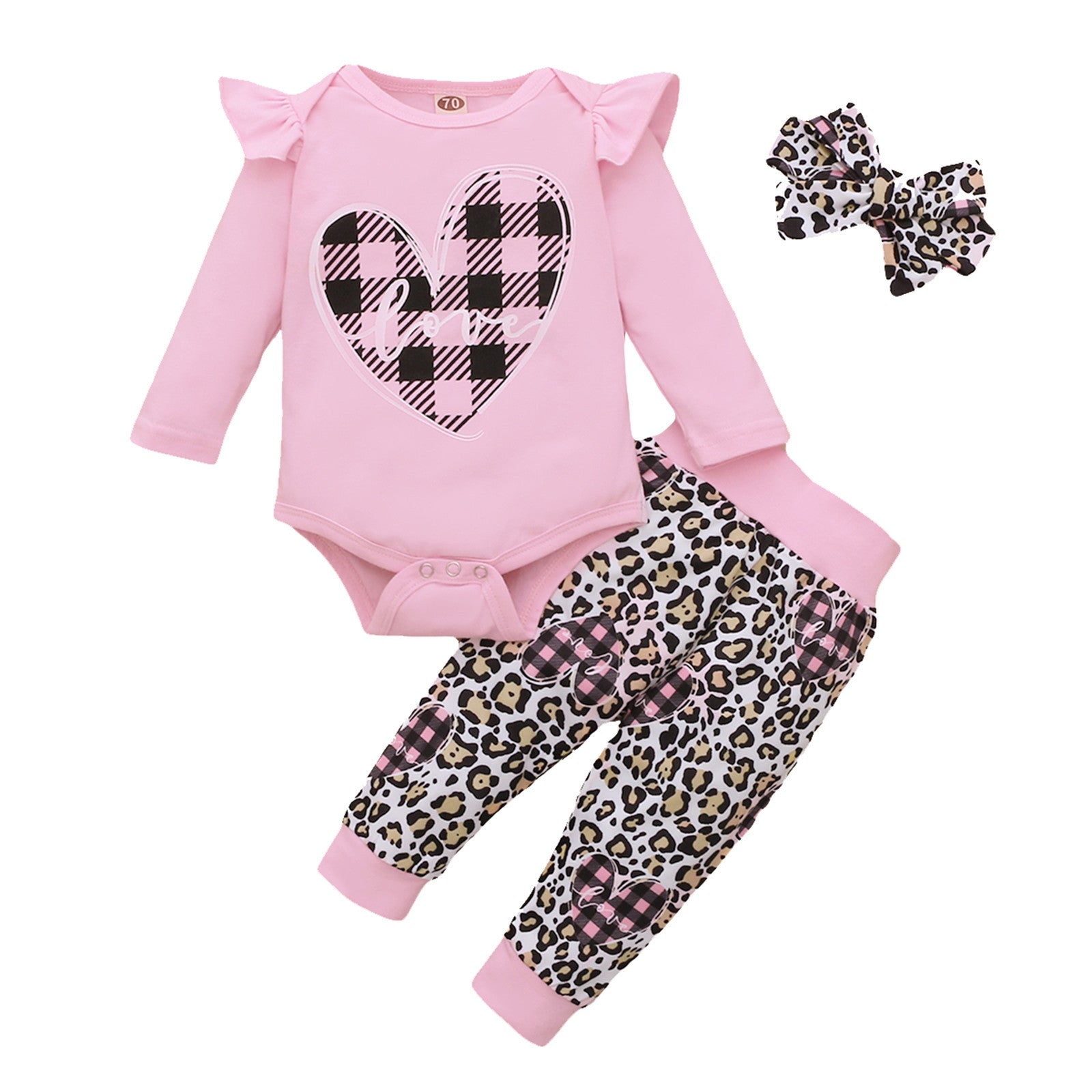Baby Valentine's Day Long Sleeve Jumpsuit Pants 3pc Set
