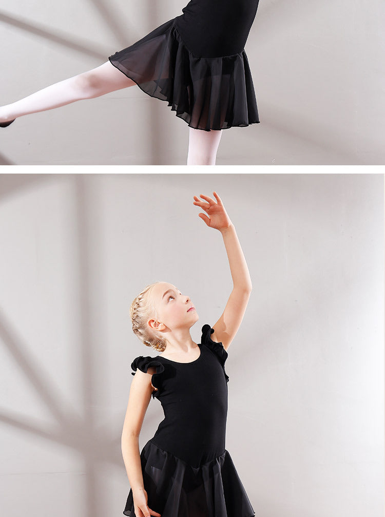 Children's Dance Dress, Flounced Sleeve Ballet Clothes, Children's Chiffon Dancing Dress