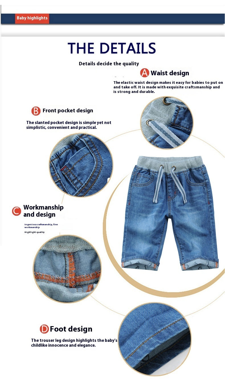 Simple And Versatile Casual Boys' Denim Capris