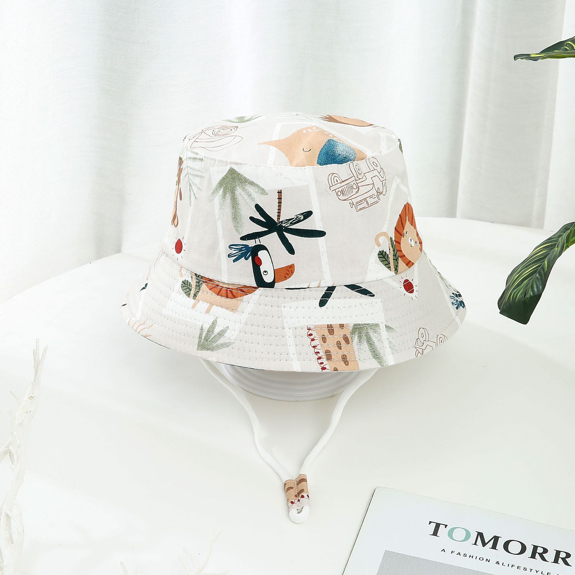 Children's Printed Dinosaur Bucket Sun Hat Big Brim Boy Girl Hat