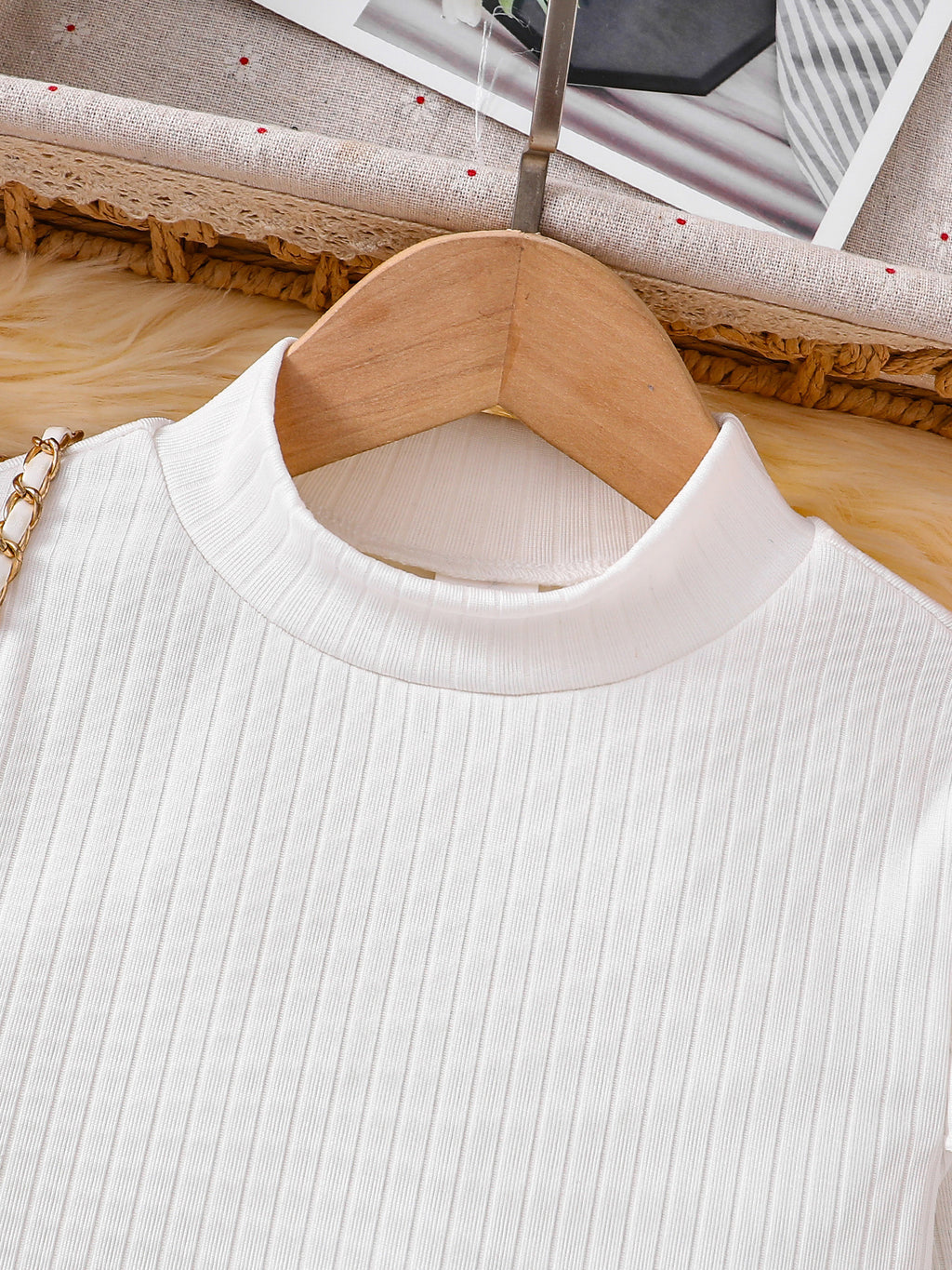 Girls' Long-sleeve Knitted Asymmetrical Skirt Set
