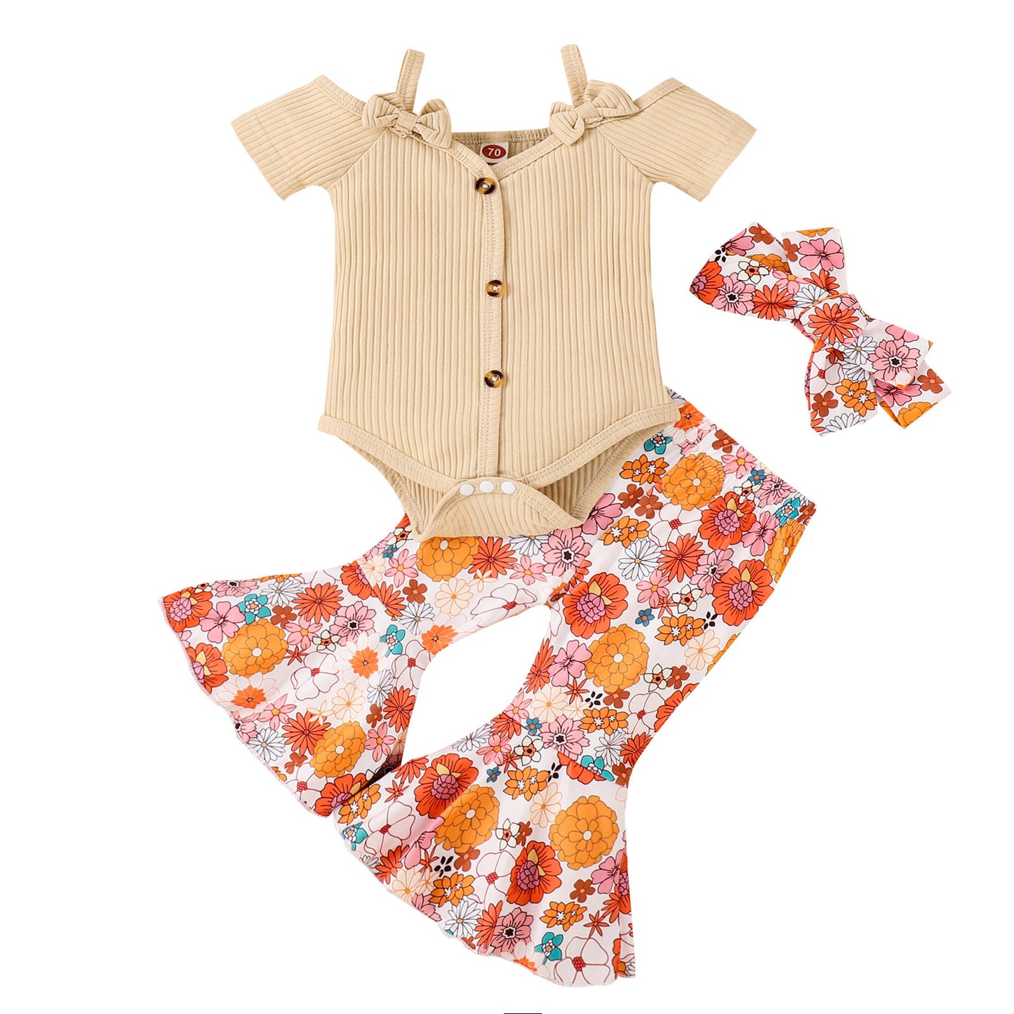 Summer Baby Girl Romper Bell-bottom Pants Suit