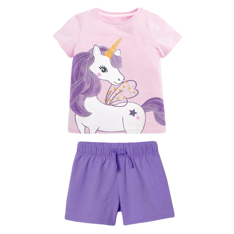 Summer New Style Short-Sleeve Kids Set Cotton Girls Set