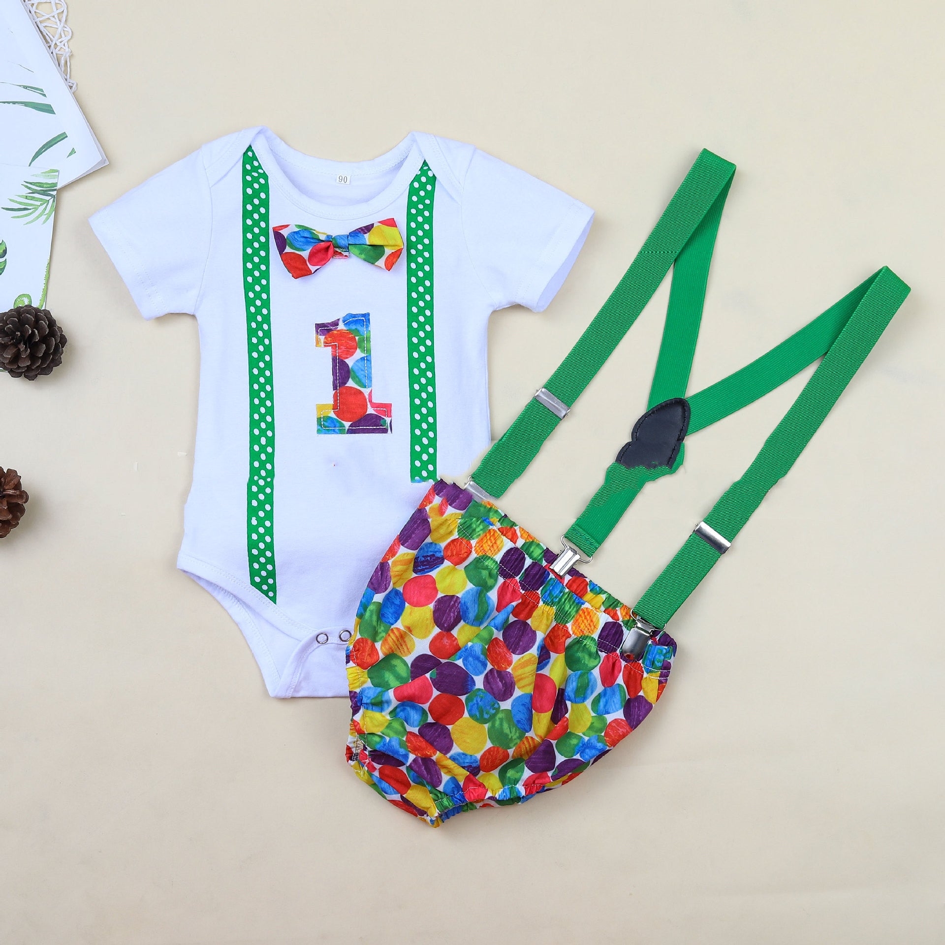Children's Summer Clothing, Baby Boy Onesie, Baby 1st Birthday 2pc Set