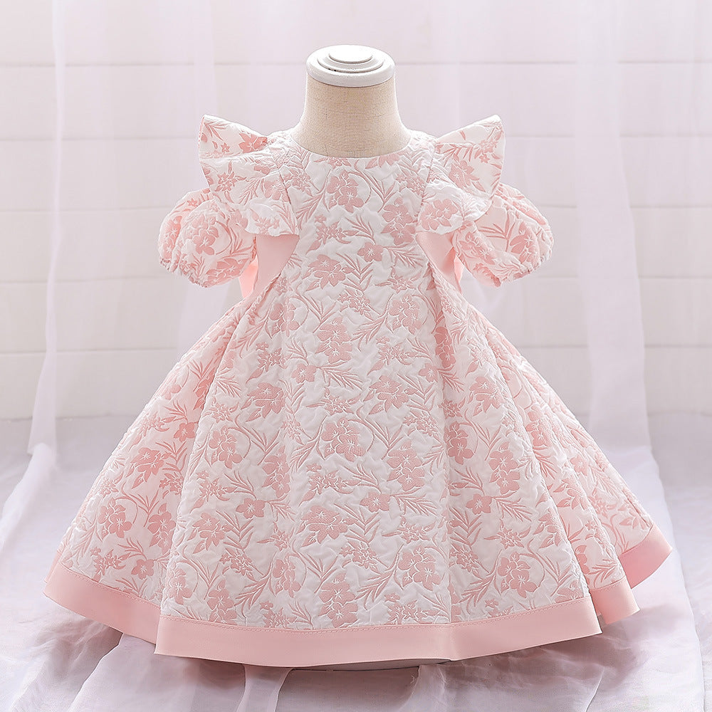 Baby/Girls' Fashion Bowknot Embroidered Dress