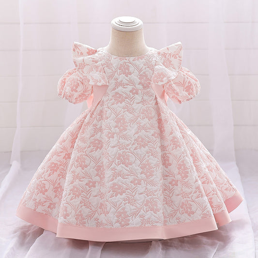 Baby/Girls' Fashion Bowknot Embroidered Dress