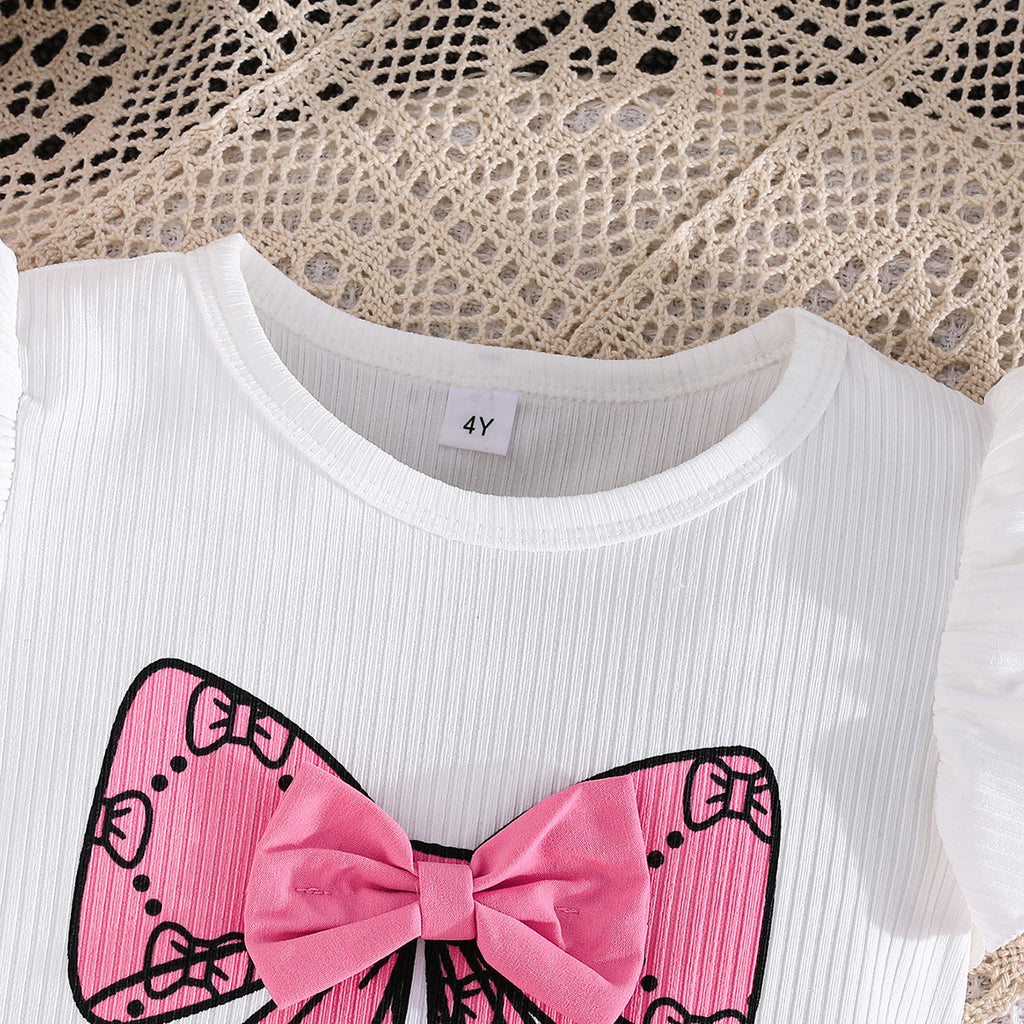 Girls Butterfly-Print Pleated Skirt Set