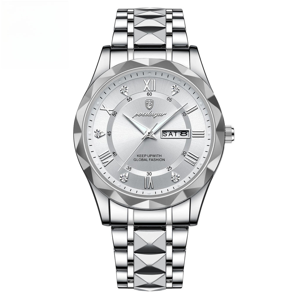 Men's Waterproof Double Calendar Luminous Quartz Watch, Gift For Dad