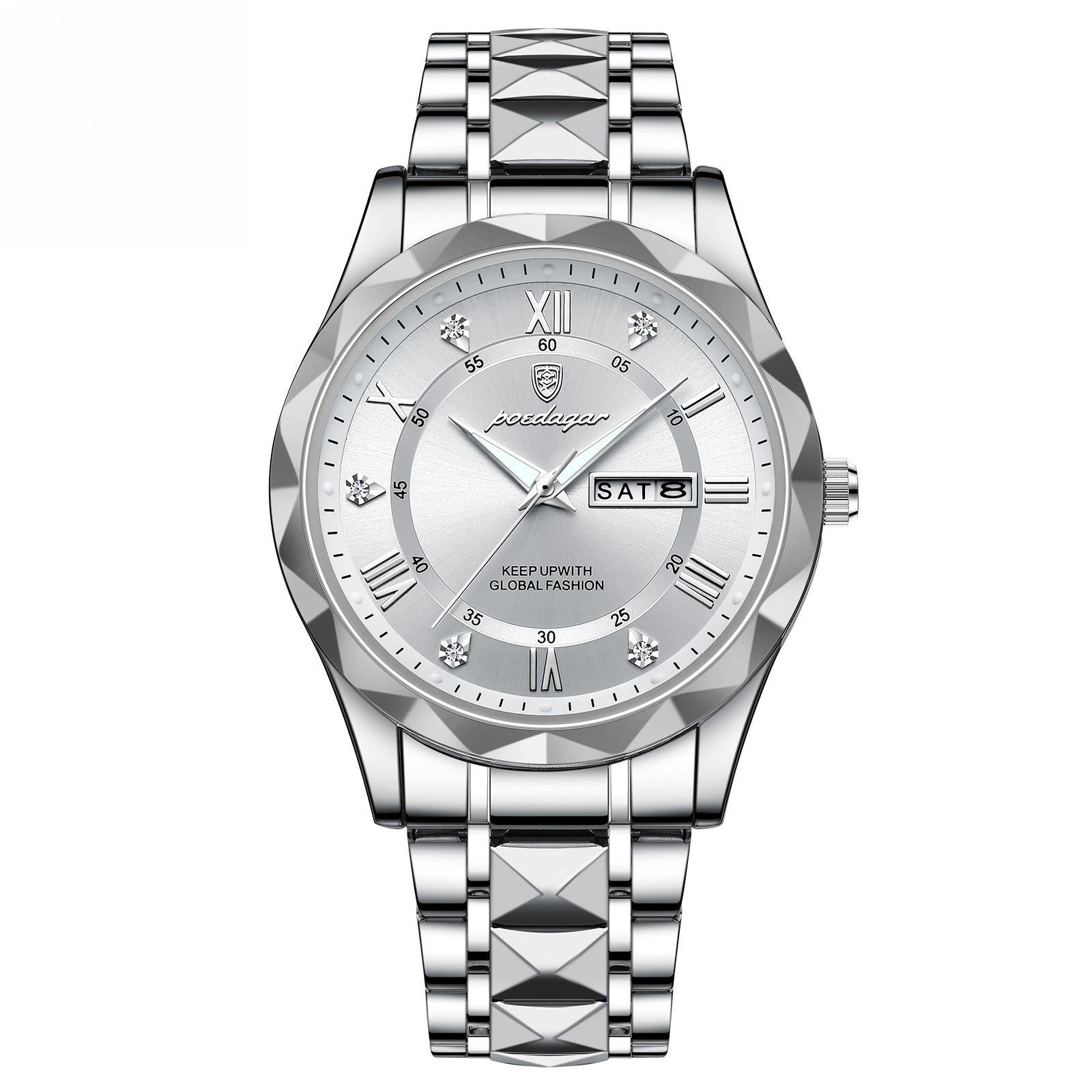 Men's Waterproof Double Calendar Luminous Quartz Watch, Gift For Dad