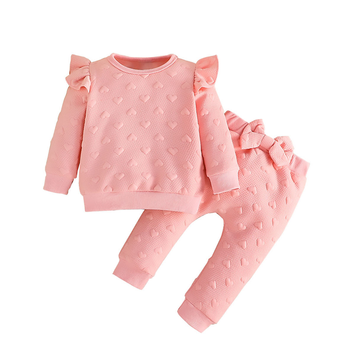 Baby Girl Long-sleeved Top Bow Pants Two-piece Set