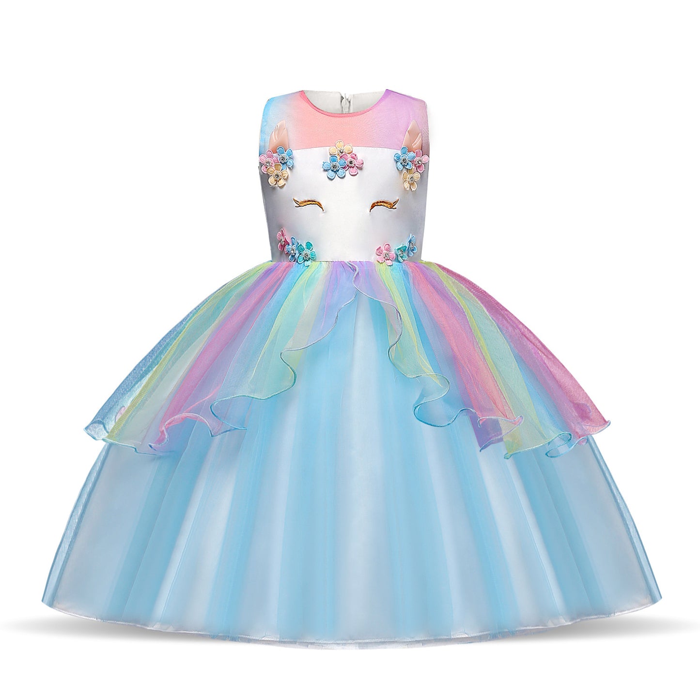 Princess Dress Fluffy Yarn Flower, Girls' Theme Party Dress, Cosplay