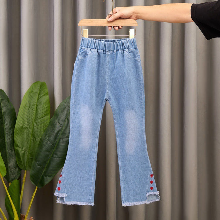 Girls' Casual Denim Wide Leg Pants